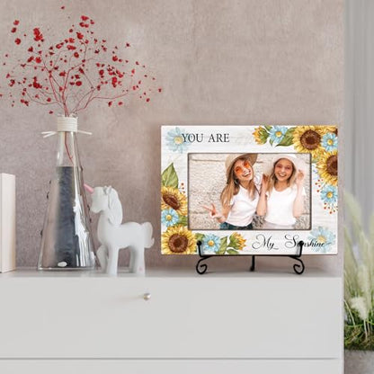 Utaqer Sunflower Picture Frame, You Are My Sunshine, Picture Gifts For Women Friend Bestie, Wooden Picture Frame For Birthday Thanksgiving Keepsake Holiday, 4X6 Photo Frame With Stand -40 - color: Multi-color