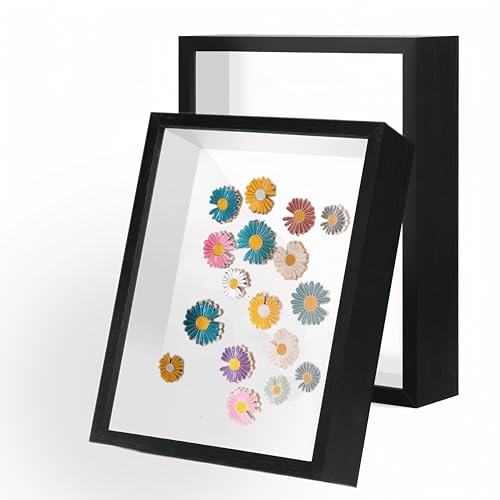 2 Pack 6x8 Shadow Box Frame，HD Glass Wooden Black Hollow Photo Frame,Black Frames for Flower Pressing, Seashell Display Box ,Pet Memorial Shadow Box ( 2pcs 6X8) - color: Black, size: 6X8 2Pack