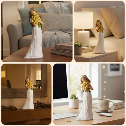 NAN ZAI NAN FANG Encouragement Gifts for Women Friends Daughter Kids | Inspirational Support Sunflower Gifts for Women Birthday 6.7" Resin Sculpted Hand-Painted Figurines Home Decor - style: Encouragement