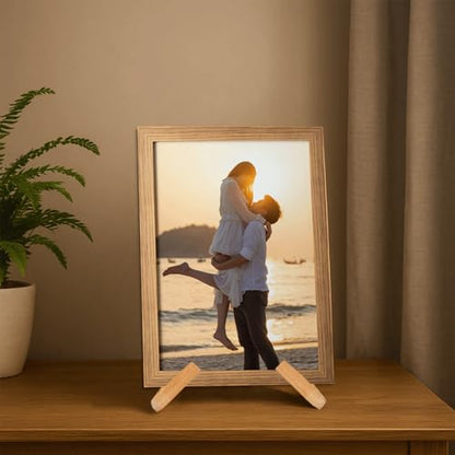 XKDOUS 2 Pack Plate Stand for Display Wood Picture Frame Cookbook Holders - color: Bamboo, size: 6.5'' 2 Pack
