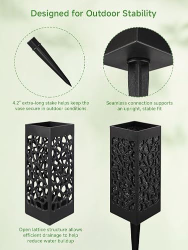 2-Pack Cemetery Vases for Grave with Spike and Foam, Flower Holders | Pre-installed floral foam helps hold flower stems securely for easy arrangement - color: 2 Pack