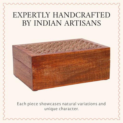 Mela Artisans Trellis Mango Wood Storage Box - Medium Burnt, 9x6 in - color: Medium Polish, size: Large