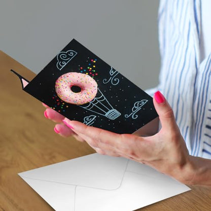 Designer Greetings For Your Words, Blank Cards 6 Pack - color: Donut Hot Air Balloon