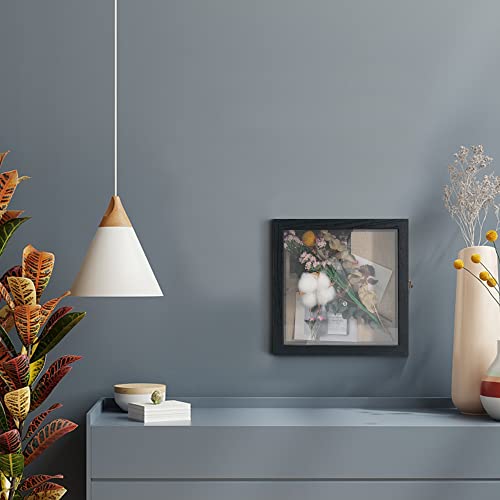 Small Shadow Box Frame 8x8 Display Case, Black Wedding Bouquet Memory Box - color: Rustic Black, size: 8"x8" (20x20 cm)