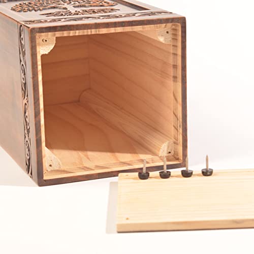 Handmade Wooden Engraved Urn for Human Ashes 250lbs Adult Male Female Satin Bag Tree of Life Cremation urns pet Dog cat Box