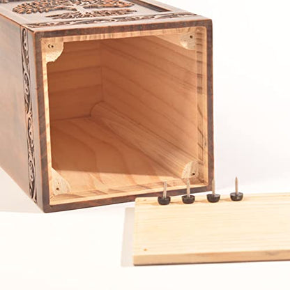 Handmade Wooden Engraved Urn for Human Ashes 250lbs Adult Male Female Satin Bag Tree of Life Cremation urns pet Dog cat Box