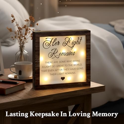 RattanView Loss Sympathy Gift Women Her Light Remains LED Sign - color: Walnut, style: Women