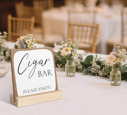 Cigar Bar Sign, Wedding Signs for Ceremony and Reception, Bridal Shower Centerpieces for Tables, Marriage Reception, Bridal Shower Party Favors, Wedding Sign with Wooden Base - color: cigar lounge deco