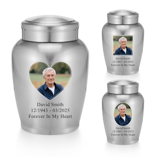 SOITIS Customized Urns for Ashes Adult Male Female-8.5 Inches Stainless Steel Cremation Urns for Human Ashes, Funeral Keepsake for Women Man, Engraving Medium Urns for Human Ash - color: Silver-bird-custom