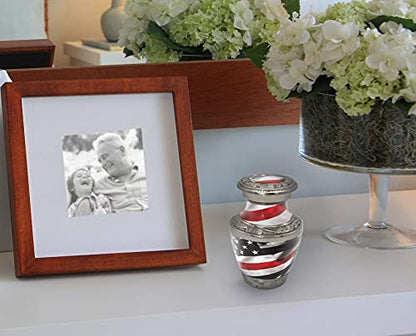 Red line Flag Keepsake Urns for Human Ashes with Velvet Gift Box for Cremation Keepsakes for Ashes - Small Cremation Urn and Small Keepsake Urn Set of 4 - color: Red Line Flag