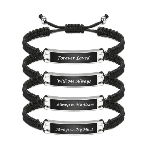 zeqingjw Cremation Bracelet for Ashes Adjustable Cremation Urn Bracelet Bangle for Ashes Stainless Steel Memorial Ashes Keepsake Jewelry for Men Women - color: 4PCS-Style B