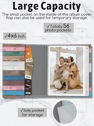Photo Album 4x6, 56 Pocket Small Picture Book Inspirational Quote | Mini Cute, Postcard Vacation Travel Wedding Graduation, PU Leather Family Grandma Child Mom Gift, Personalized Large Capacity - color: Inspirational Quote