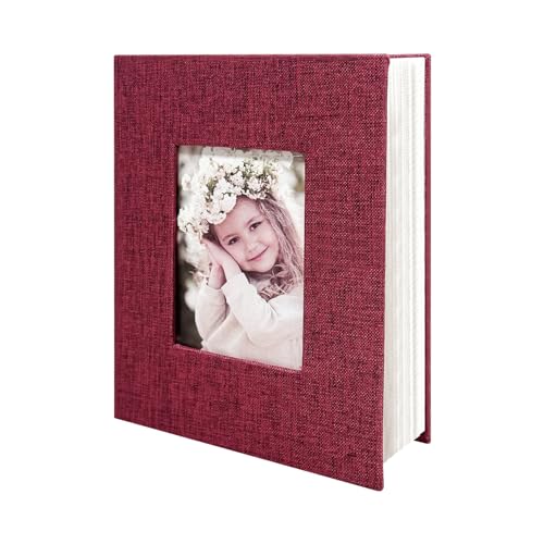 Photo Album 4x6 100 Pockets, Linen Cover Top Loader Vertical, Slip-in Picture Red Pockets Albums for Wedding, Family, Anniversary, Baby, Vacation - color: Red, size: 100 Pockets