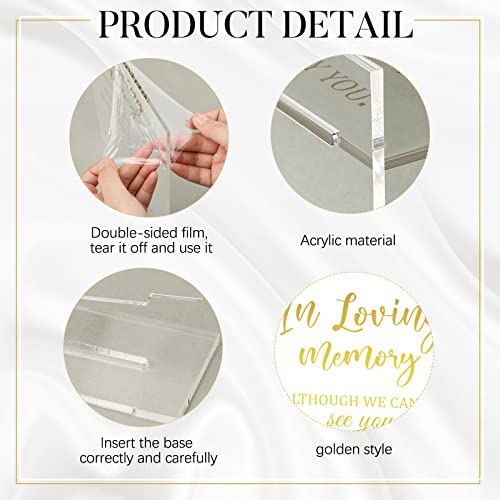Qunclay Memorial Table Sign Loving Memory with Stand for Wedding,Elegant | 8.3 X 11 Inch Acrylic Sign, Gold Printed Text, Clear Stand, Reception Funeral Table Decor, Elegant Remembrance Gift