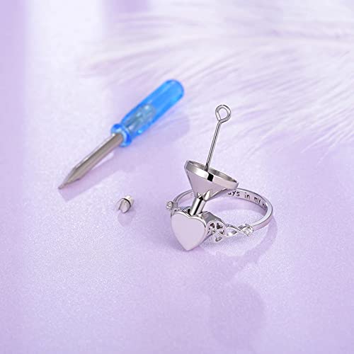 Heart Cremation Ring for Ashes: 925 Sterling Silver Forever in My Heart Carved Urn Keepake Rings Memorial Jewelry for cat and dog - size: 7, style: Blank Heart