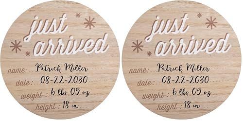 Reece Studio New Baby Birth Announcement Fill-In Photo Prop, Newborn Hospital Wooden Birthday Sign, Customizable New Baby Board, Gift For Expecting Moms (Pack of 2) - color: Baby Announcement Photo Prop, size: One Size (Pack of 2)
