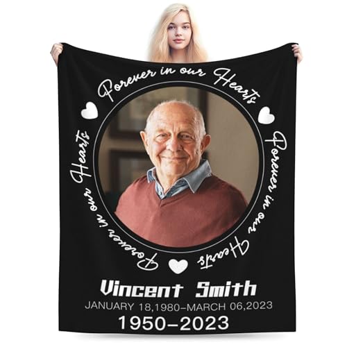 D-Story Personalized Memorial Blanket in Loving Memory of Mom Dad Father Grandma Grandpa Nana Custom Blanket with Photo Name Memory Sympathy Remembrance Gift for Loss of Loved One - color: Design 18