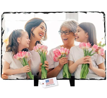 LOUISMIAA Personalized Picture Frame Custom Photo Stone Rock Slate Plaque Frames, Customized Gifts for Mothers Fathers Day Valentine's Day Wedding Birthday Christmas, Rectangular Shape 11.8 * 7.87 in - color: Rectangular-11.8*7.87 inch