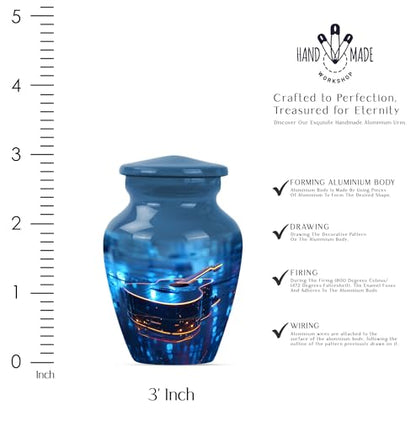 Vibrant Guitar Urn for Human Ashes - color: Blue Guitar, size: 3 Inch - Pack of 1