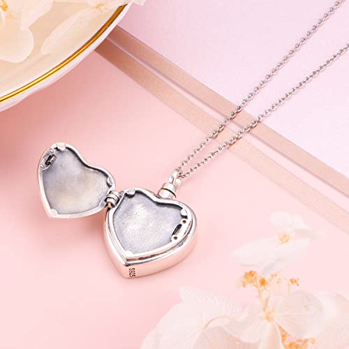 Yearace Urn Necklace for Ashes Sterling Silver Filigree Locket Necklace that Holds Pictures Heart Keepsake Memorial Necklace Cremation Jewelry for Ashes for Women Men - style: Filigree Flower Urn Necklace