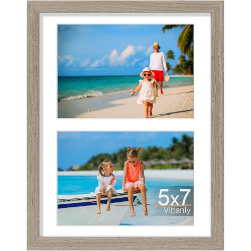 Vittanly 8.5x11 Collage Picture Frame, Displays 2Pcs 5x7 Photos - color: Light Taupe, size: 8.5x11