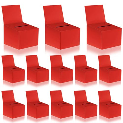 12 Pcs Modern Raffle Boxes, Cardboard Ballot Boxes with Slot for Ticket, 6.5 x 4.5 x 4.5 Inch, Red, 12 PCS - color: Red, size: 12 PCS