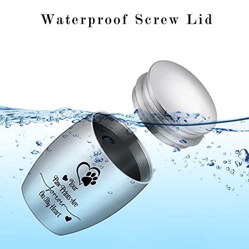 Small Dog Paw Keepsake Urn - Mini Cremation Urn for Pets - 1.57 Inches - Your Paw Prints are Forever On My Heart - color: Silver