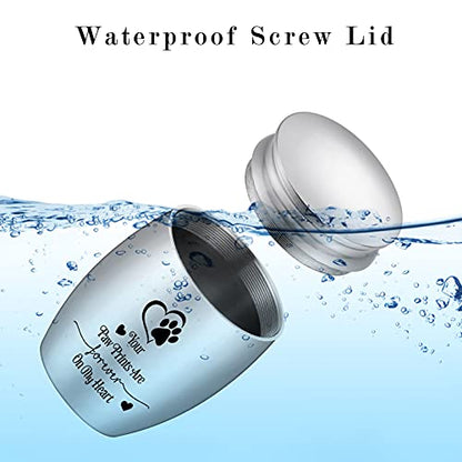 Small Dog Paw Keepsake Urn - Mini Cremation Urn for Pets - 1.57 Inches - Your Paw Prints are Forever On My Heart - color: Silver