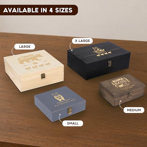 Personalized Mama Bear Memory Box, Engraved Gift for Mom or Grandma | Add kids' or grandkids' names. Holds photos, letters & family keepsakes. 4 sizes, 4 finishes & optional inside engraving. - style: 19. Mama Bear Designs
