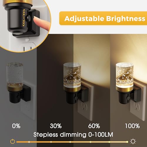L LOHAS LED Night Light, Dimmable Bubble Night Lights Plug into Wall | 2 Pack Automatic Night Lights Plug in, Auto Light Sensor, Adjustable Brightness 3000K LED Night Light, Bedroom Hallway Hom - color: Bubble-3000K, size: 2 Pack