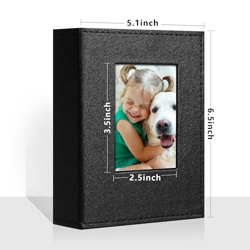 Vienrose Small Photo Album 4x6 Holds 100 Photos, 2 Pack Mini Leather Photo Album with Cover Window, Acid-Free Baby Picture Album for Wedding, Family, Travel & Gift Keepsake, Black - color: Black, size: 50 Pockets