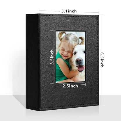 Vienrose Small Photo Album 4x6 Holds 100 Photos, 2 Pack Mini Leather Photo Album with Cover Window, Acid-Free Baby Picture Album for Wedding, Family, Travel & Gift Keepsake, Black - color: Black, size: 50 Pockets