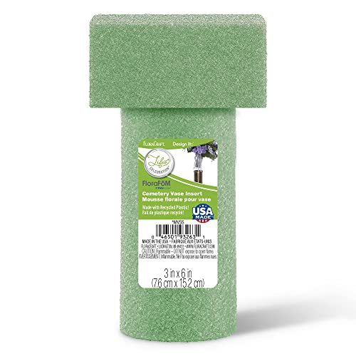 FloraCraft FloraFōM Memorial Vase Insert 3 Inch x 6 Inch Green - size: 6" x 3" x 2"