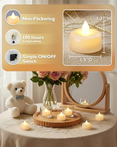 Amagic 100Pack Fake LED Tea Lights Candles Battery Operated, Warm White - color: White, size: 100 Pack