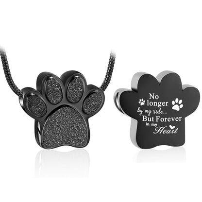 zeqingjw Pet Cremation Jewelry for Ashes Pendant Paw Print Pet Heart Urn Necklace Memorial Keepsake Jewelry for Pet/Dog's/Cat's Ashes - color: Paw Print-1-Black