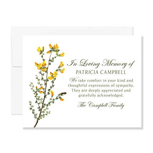 Sympathy Thank You Cards, Yellow Flowers, 5.5x4.25