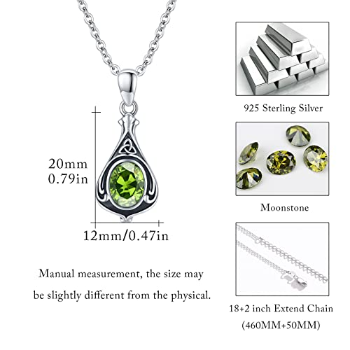 Urn Necklace for Ashes Cremation Jewelry 925 Sterling Silver Ashes Pendant Necklace Memorial Jewelry Gifts for Women Men Girls Boys - style: Celtic-August-Peridot