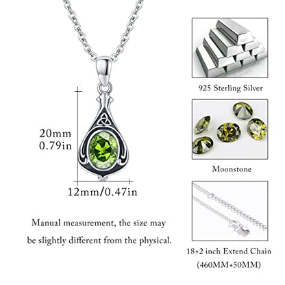 Urn Necklace for Ashes Cremation Jewelry 925 Sterling Silver Ashes Pendant Necklace Memorial Jewelry Gifts for Women Men Girls Boys - style: Celtic-August-Peridot