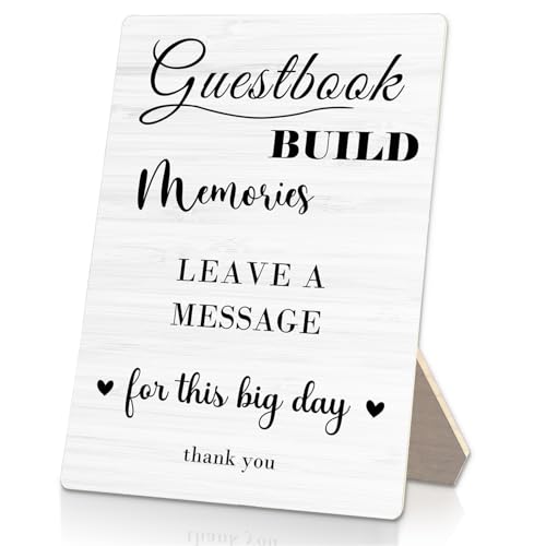Guestbook Sign, Wedding Guestbook Wooden Sign Stand 5x7inch, Message Guest Book Wedding Sign Stand, Wedding Signs for Reception, Wedding Table Sign Decorations - color: Guestbook 02, size: 5x7inches