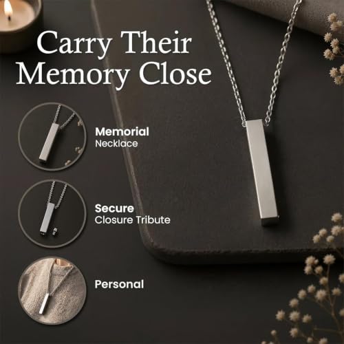 Set of 2 Wood-Grain Urn for Adult Human Ashes Adult Male & Female – Includes 1 Large Hand-Engraved Adult Urn with 1 Memorial Necklace - color: Wooden Grain - Single Urn
