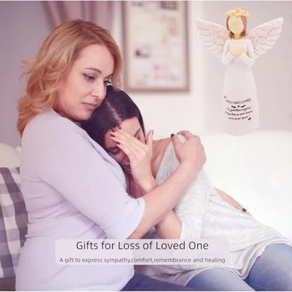 Sympathy Gifts for Loss of Loved One, 5.5" Praying Angel Surrounded by Love Memorial Gift for Loss of Dad Mom Grandmother, Angel Figurine for Bereavement Encouragement Remembrance(Sympathy-Figurine)