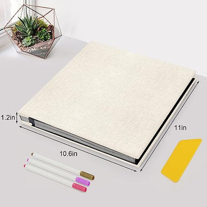 Zesthouse Photo Album Self Adhesive Pages, 60 Pages Magnetic Scrapbook Albums with Sticky Page, Photos Album Holds 8x10 & 5X7 & 4x6 & 6x8 & 3x5, Large Picture Book Ideal Gift for Family Wedding Baby - color: Beige, size: 11"x10.6"/Black 60 Pages