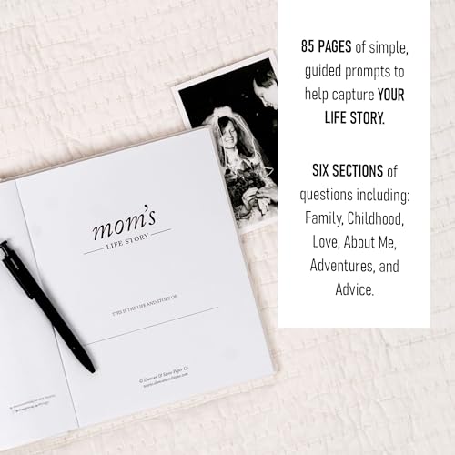 Duncan & Stone Mom Tell Me Your Story Journal, Linen Life Book, 85pg | Guided prompts & family tree for Mom to write her life story; a linen 85-page keepsake gift for mother from the kids - style: Your Story Mom