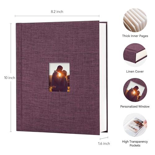 Instax Mini Photo Album with Writing Space, 112 Pockets, Purple | Compatible with 2x3 inch & Polaroid Pictures, Recessed Clear Pockets, Wedding Guest Book and Family Memories - color: Purple, size: 112 Pockets