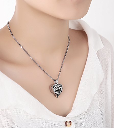 Beydodo Personalized Heart Cremation Urn Necklace for Ashes Always in My Heart Memory Necklace Gift with Funnel Kit - color: Style 1
