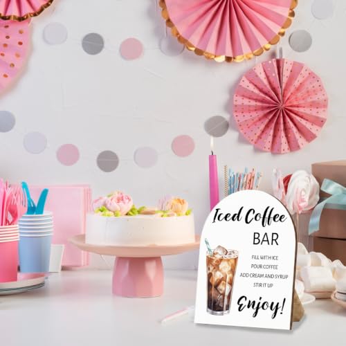 Iced Coffee Bar Wooden Table Sign, Iced Coffee Bar Sign for Baby Shower - color: Iced