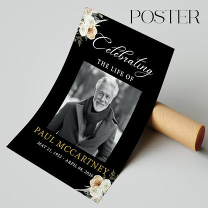 Personalized Funeral Welcome Sign with Photo for Celebration of Life #12 | Elegant Celebration Tribute Canvas Display, Celebration Tribute Board, Forever In Our Hearts Keepsake for Loved Ones - color: Version #12