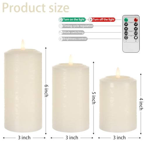 ANGELLOONG Flameless Pillar Candles with Remote, Real Wax Electric Candles - color: Ivory White(Concave top)