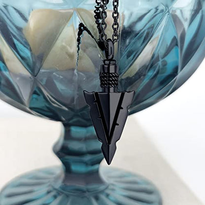Spearpoint Arrowhead Urn Neckalce for Ashes Tribal Ash Holder Cremation Keepsakes Memorial Pendant Jewelry - color: Black