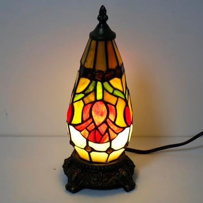Small Tiffany Stained Glass Table Lamp 5.5X11 Inch (Red Tulip Flower) - color: Red Tulip Flower